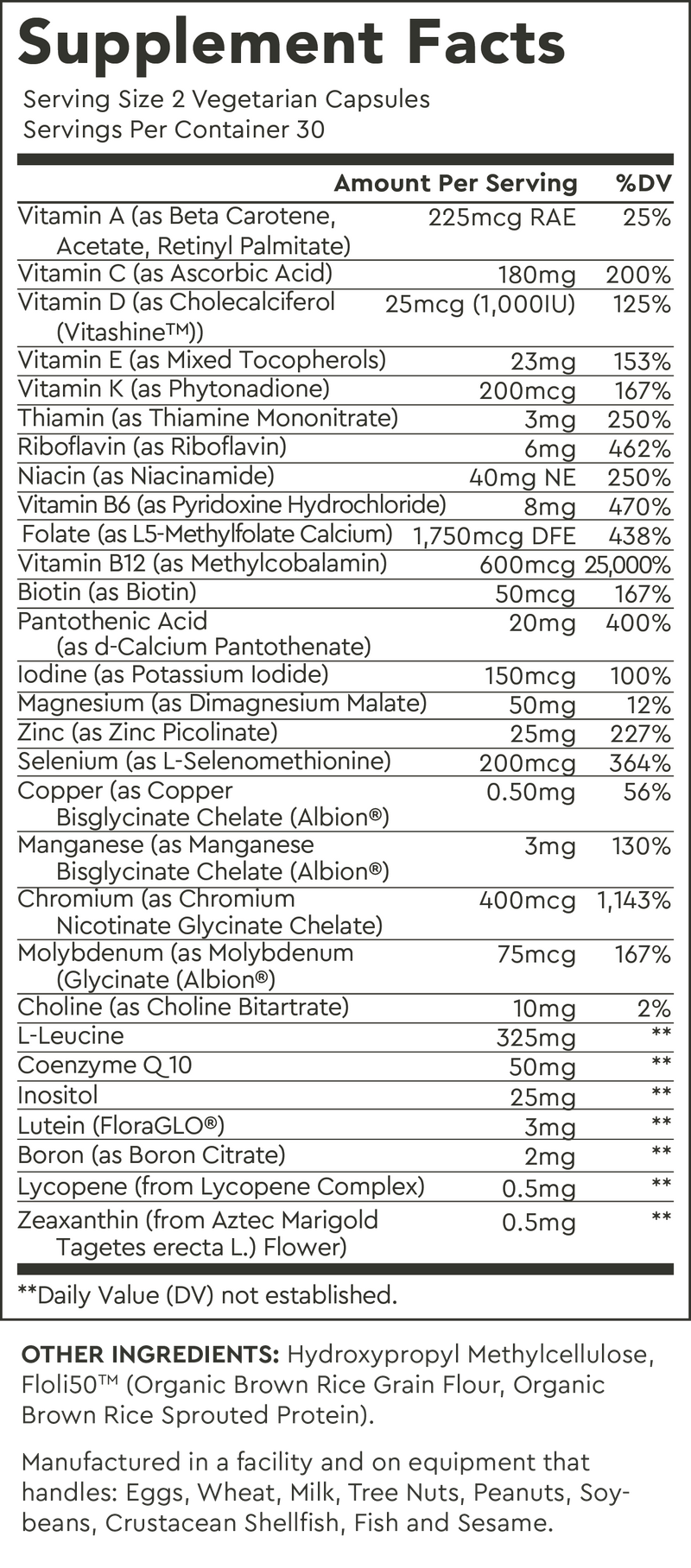 Supplement Facts for Default Title